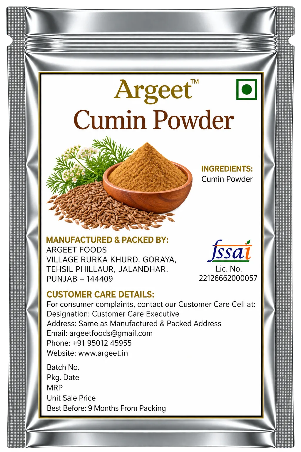 Argeet Cumin Powder Pouch
