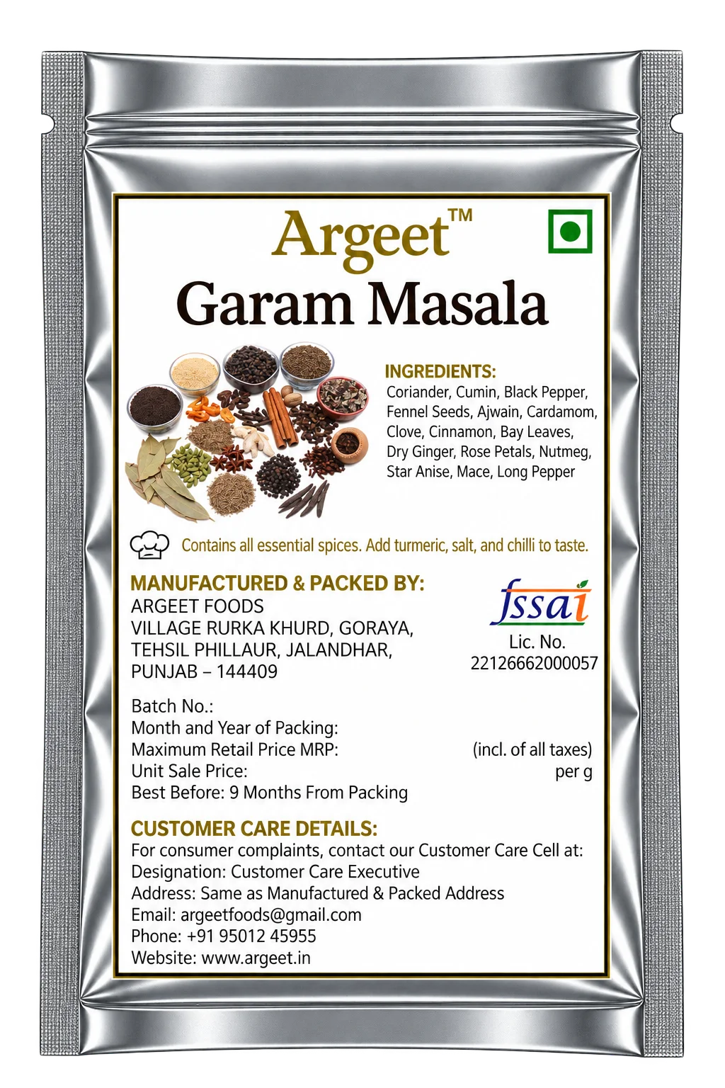 Argeet Garam Masala Pouch