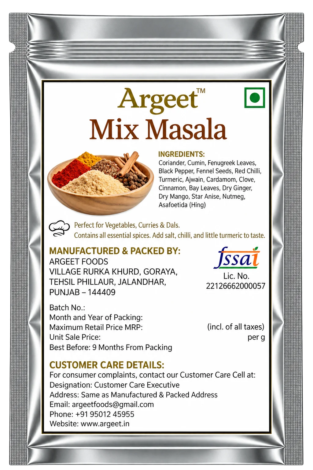Argeet Mix Masala Pouch